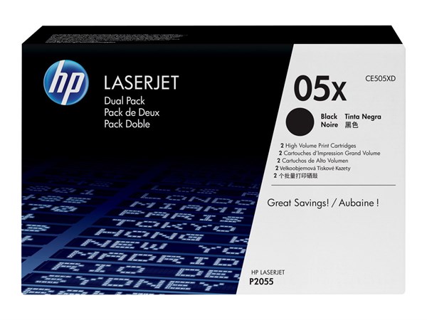 Sort lasertoner - HP CE505XD - 2x6.500 sider