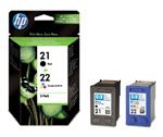 Sampak 1xsort + 1xfarvet - HP nr.21/22 - 1x5/1x5ml.