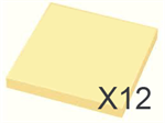 12 x Gul "post-it" 75 x 75 mm 