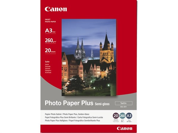 <b>Semi Glossy</B> fotopapir inkjet A3 - Canon SG-201 - <br>260gr. - 20 ark