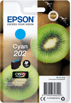 Cyan blækpatron 202 - Epson - 4,1ml.