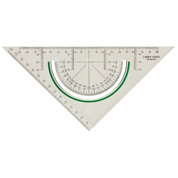Geometritrekant plast LINEX m/vinkelmåler 2622