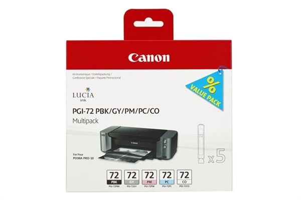 5-Pak PBK/GY/PM/PC/CO patroner - Canon nr.72 - 5x14 ml