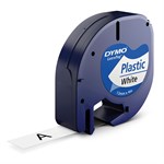 Sort på hvid plasttape - 12 mm - S0721660