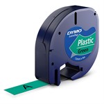 Sort på grøn plasttape - 12 mm - S0721640