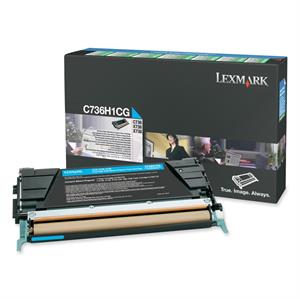 Cyan lasertoner - Lexmark C736 - 12.000 sider