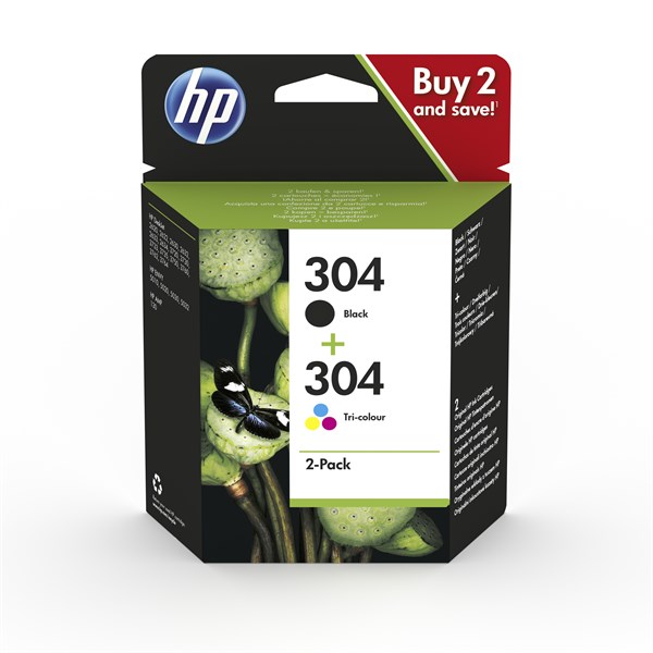 2-Pak sort og farvet patron - HP nr.304 -120+100 sider 