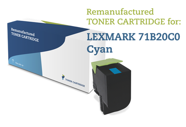 Cyan lasertoner - Lexmark 71B20C0 - 2.300 Sider