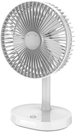 Ventilator til bord - Ø14.5 cm - Genopladelig - Med LED lys - Hvid