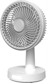 Ventilator til bord - Ø15 cm - Genopladelig - Med LED lys - Hvid