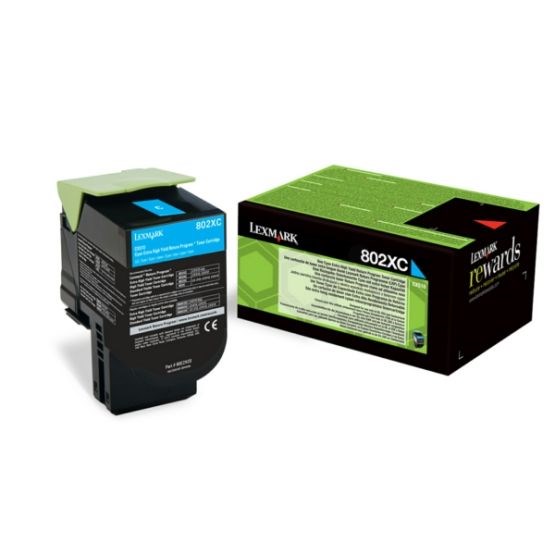 Cyan lasertoner - Lexmark 802XC - 4.000 sider