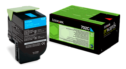 Cyan lasertoner - Lexmark 702C - 1.000 sider