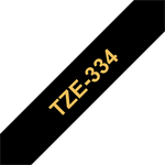 Guld tekst / sort tape - 12mm x 8m - Original TZe-334 Brother tape