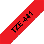 Sort tekst / rød tape - 18mm x 8m - Original TZe-441 Brother tape
