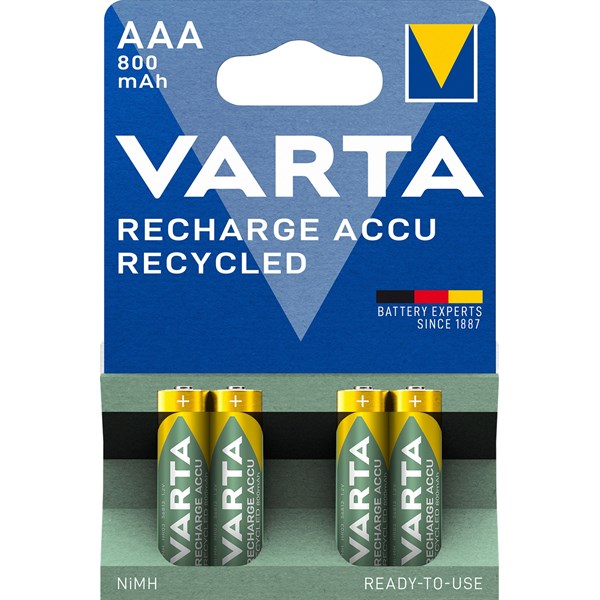 VARTA - Recharge Accu Recycled - 21% GENBRUG - AAA batteri - 4 stk.