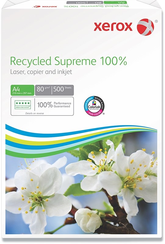 100% GENBRUG ♻ Kopipapir Xerox Recycled Supreme A4 - <br>80gr. - 500 ark