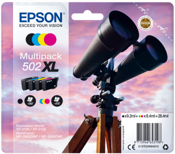 4-Pak B/C/M/Y T502XL patroner - Epson - 1x9,2+3x6,4 ml