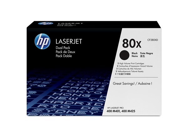 2-Pack Sort lasertoner - HP nr.80X - 13.800 sider