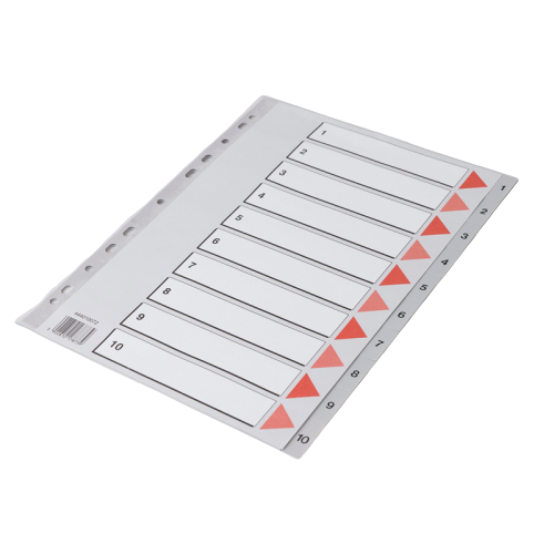 A4 Register grå plast 1-10 