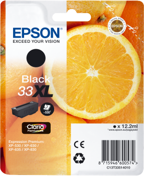 Sort blækpatron - Epson 33XL - 12,2ml