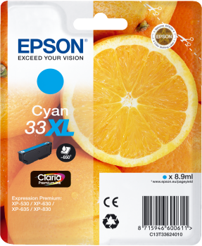Cyan blækpatron - Epson 33XL - 8,9ml