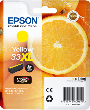 Gul blækpatron - Epson 33XL - 8,9ml