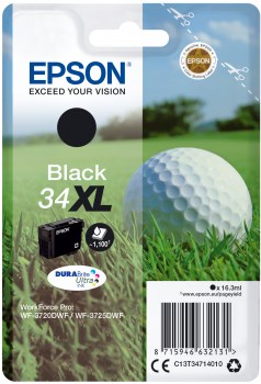 Sort blækpatron - Epson 34XL - 16,3ml